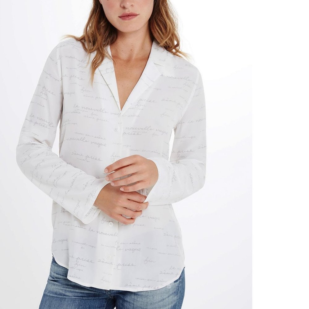 AG Adriano Goldschmeid Collar Button Front Claire Silk Blouse, Small